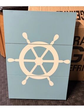 Hobby Lobby Nautical Ship Wheel Wall Plaque - Light Blue & White